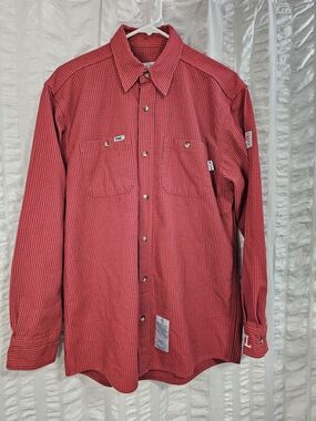 Tyndale Flame Resistant Work Shirt Men's Red Plaid Long Sleeve Button-Down